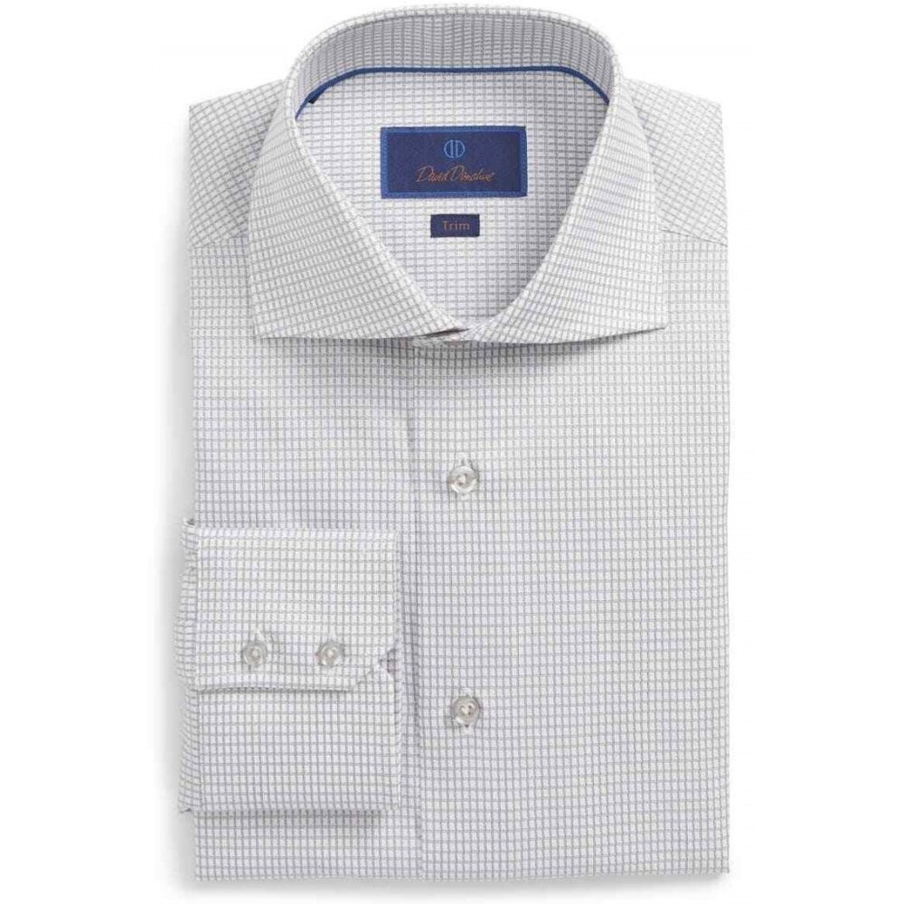 David Donahue Men's Trim Fit Check Dress Shirt